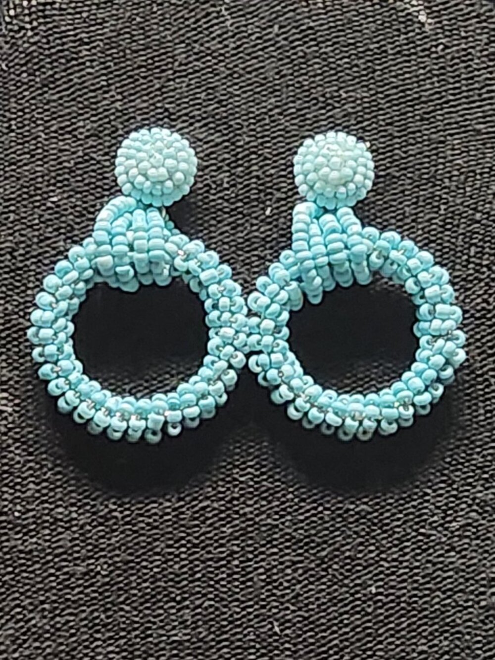 Turquoise Seed Bead Hoop Earrings Boho Statement Dangle